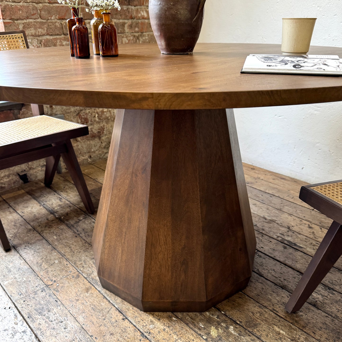 Skye Round Solid Mango Wood Dining Table in Brown (3 Sizes)