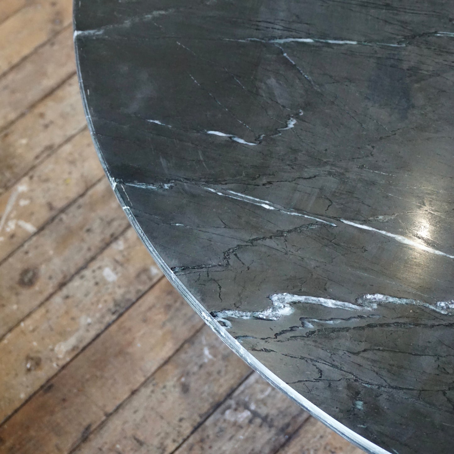 Freya Round Solid Marble & Mango Wood Dining Table Black (2 Sizes)