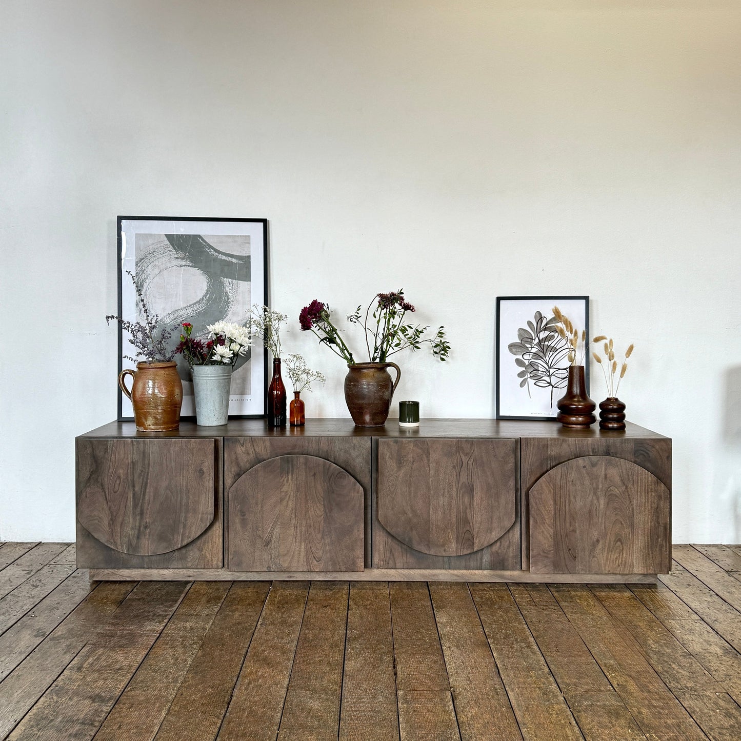 Archer Solid Acacia Wood TV Stand Walnut