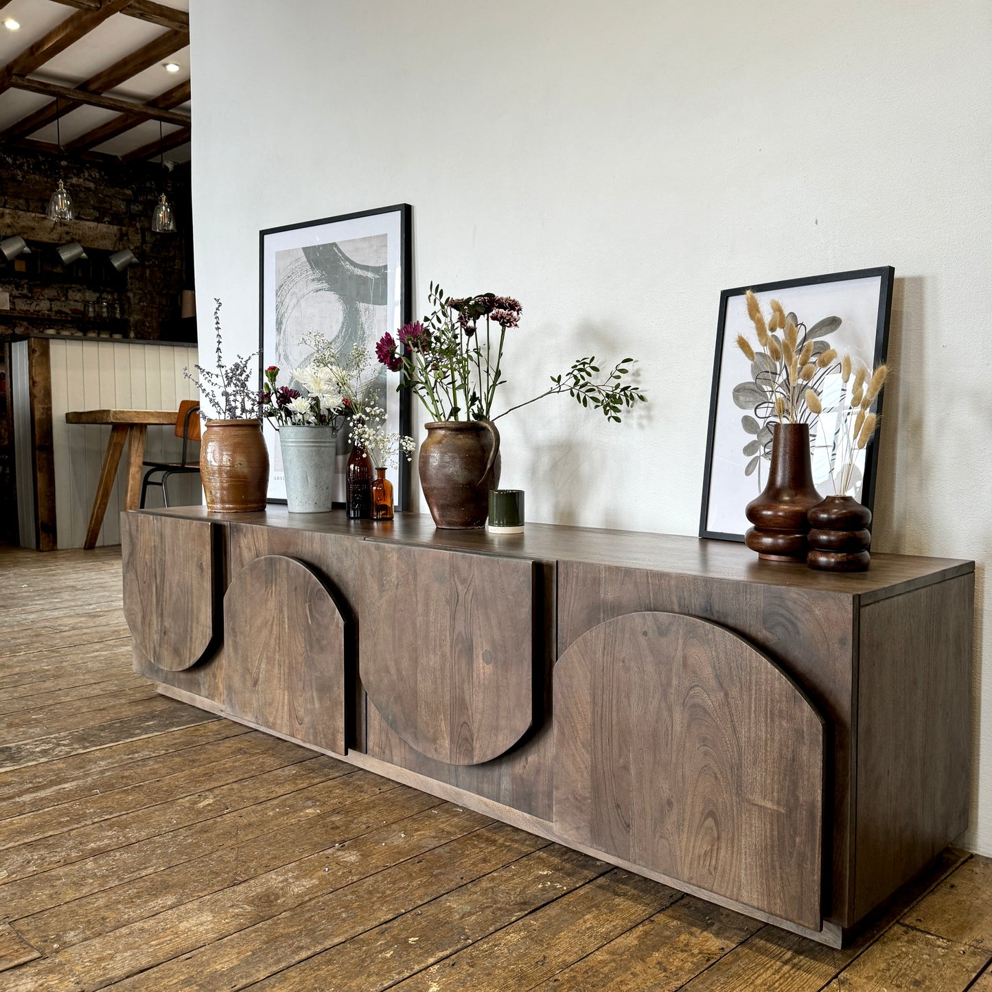 Archer Solid Acacia Wood TV Stand Walnut