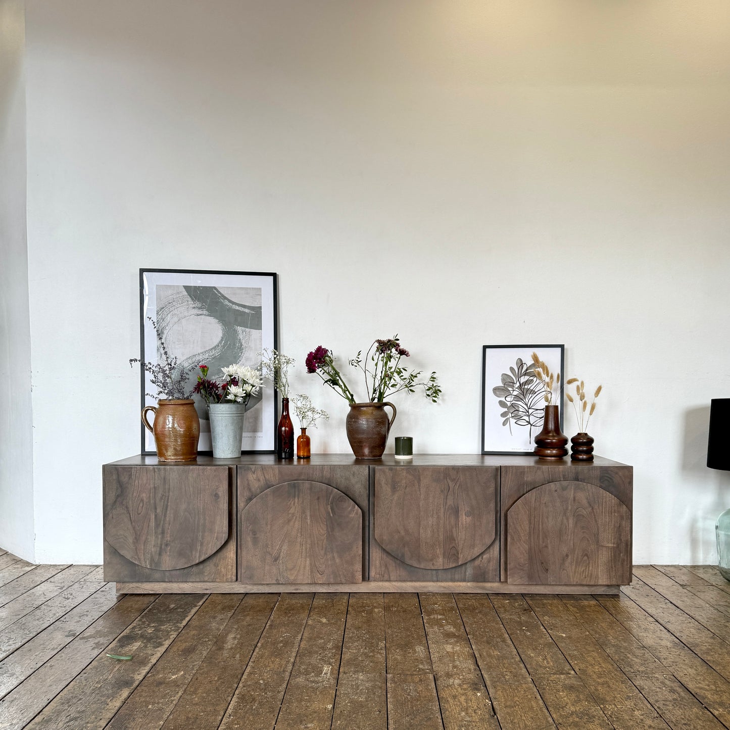 Archer Solid Acacia Wood TV Stand Walnut