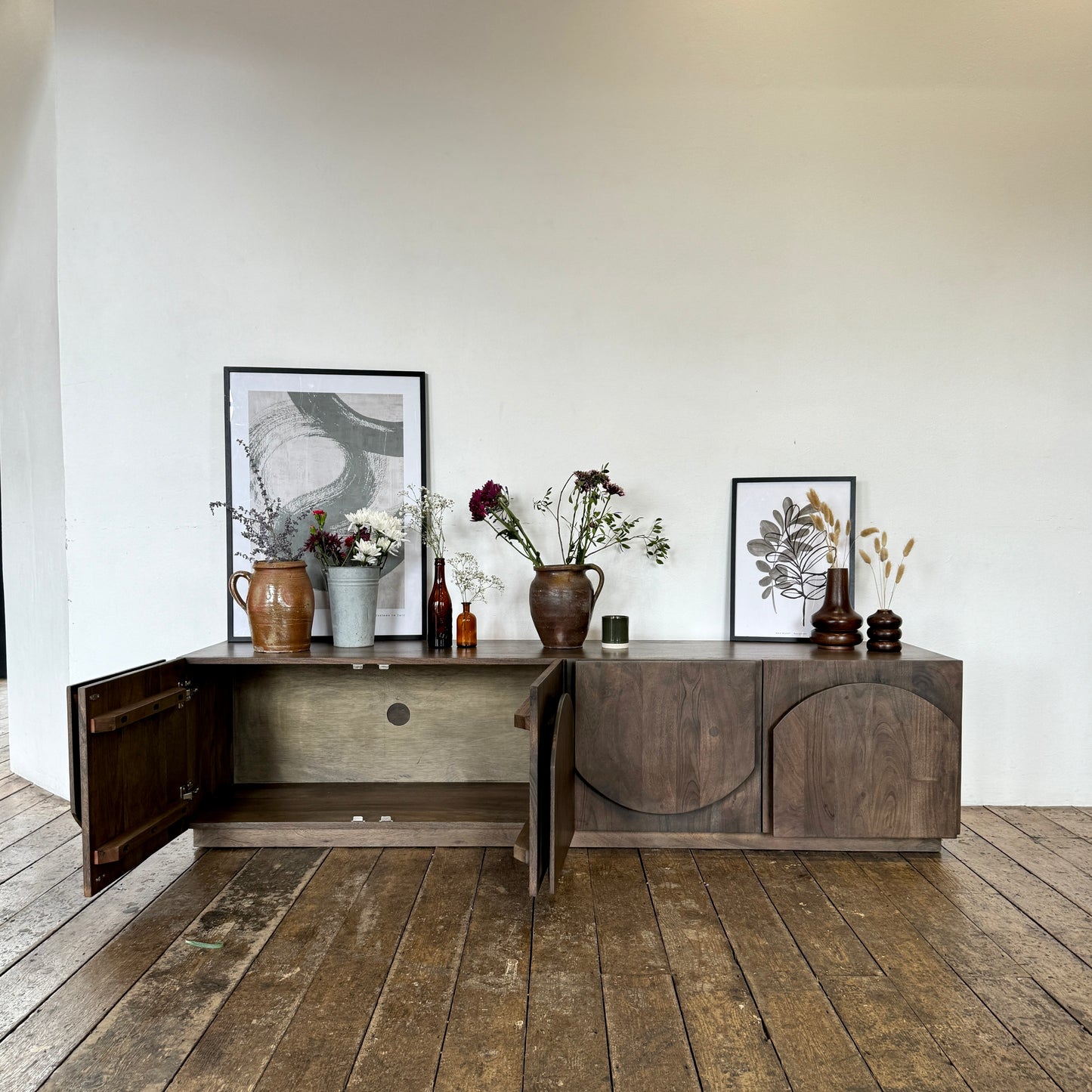 Archer Solid Acacia Wood TV Stand Walnut