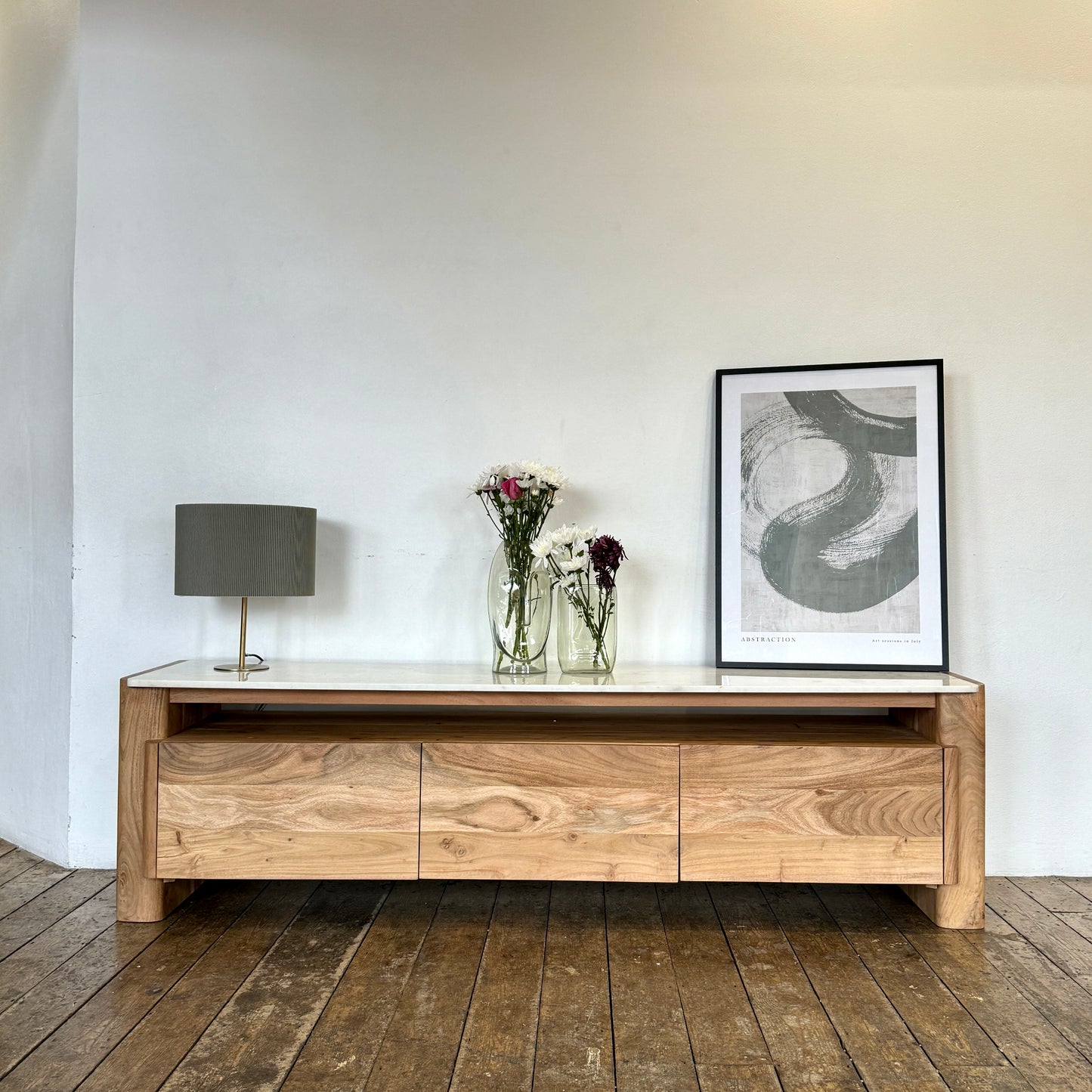 Bali Solid Acacia Wood & Marble Large TV Unit