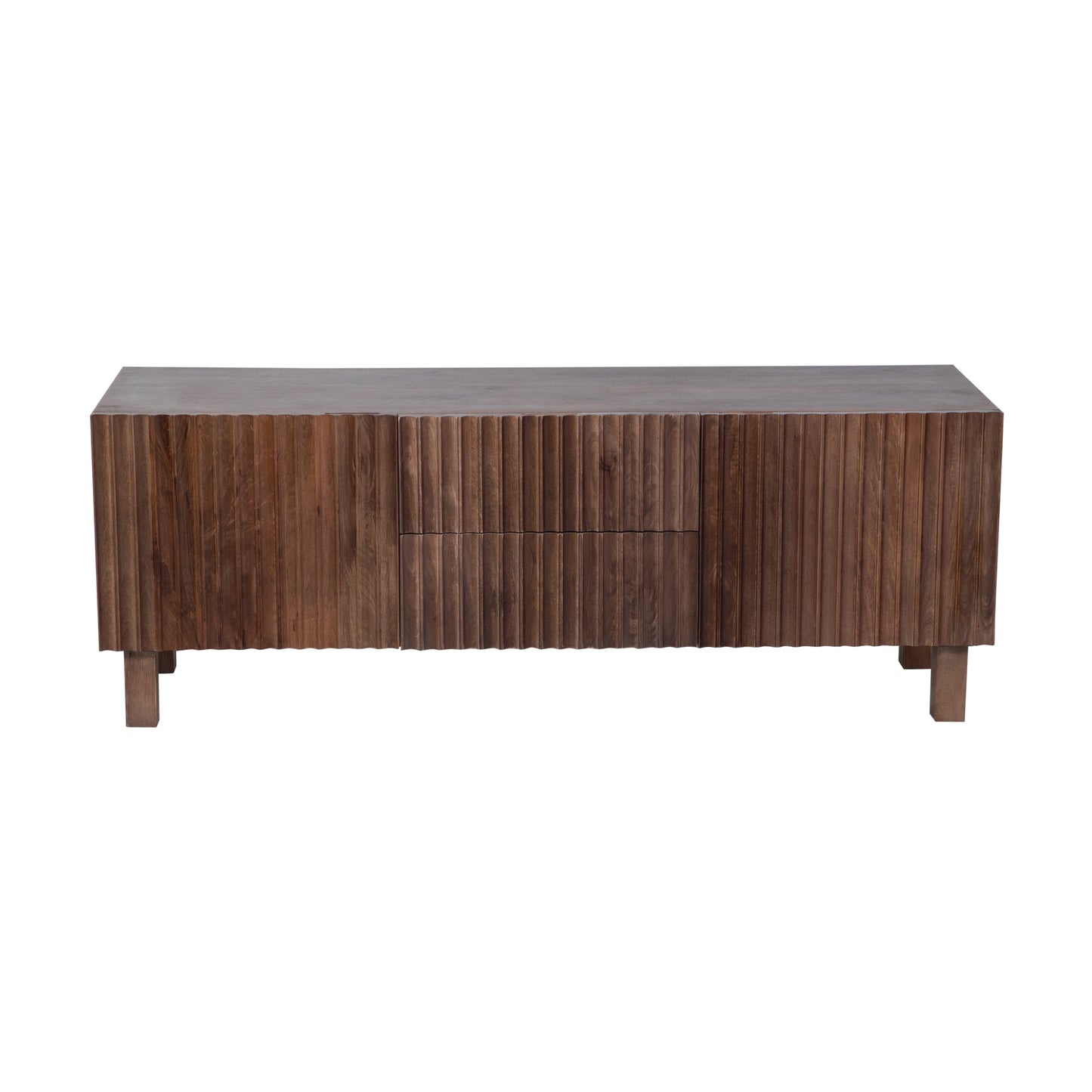 Arlo Solid Mango Wood 2 Door 2 Drawer TV Unit in Walnut