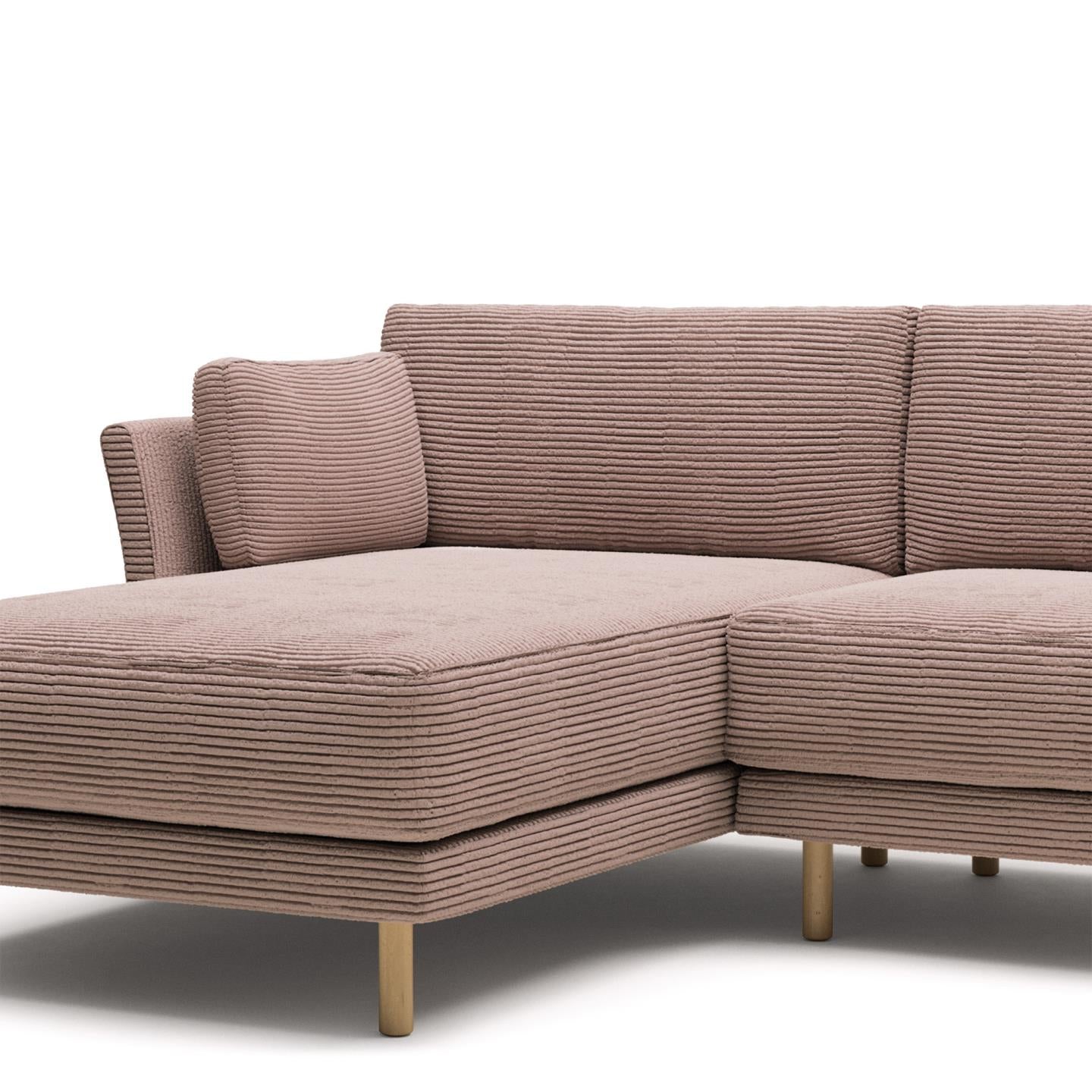 Sofia 3 Seater Sofa with Left/Right Side Chaise - Pink Corduroy