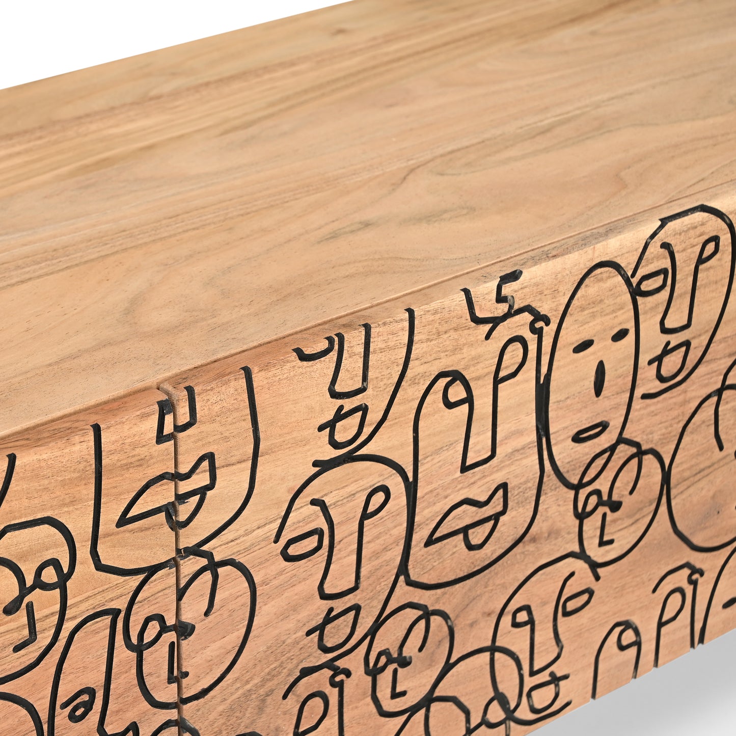 Faces Solid Acacia Wood Medium TV Stand