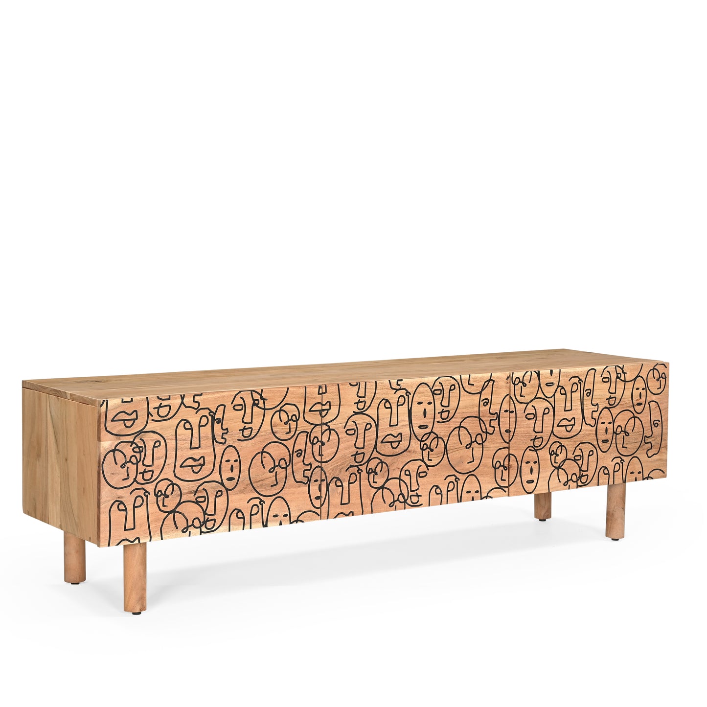 Faces Solid Acacia Wood Medium TV Stand