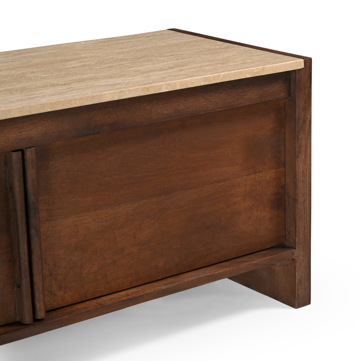 Kobe Solid Mango Wood and Travertine TV Stand