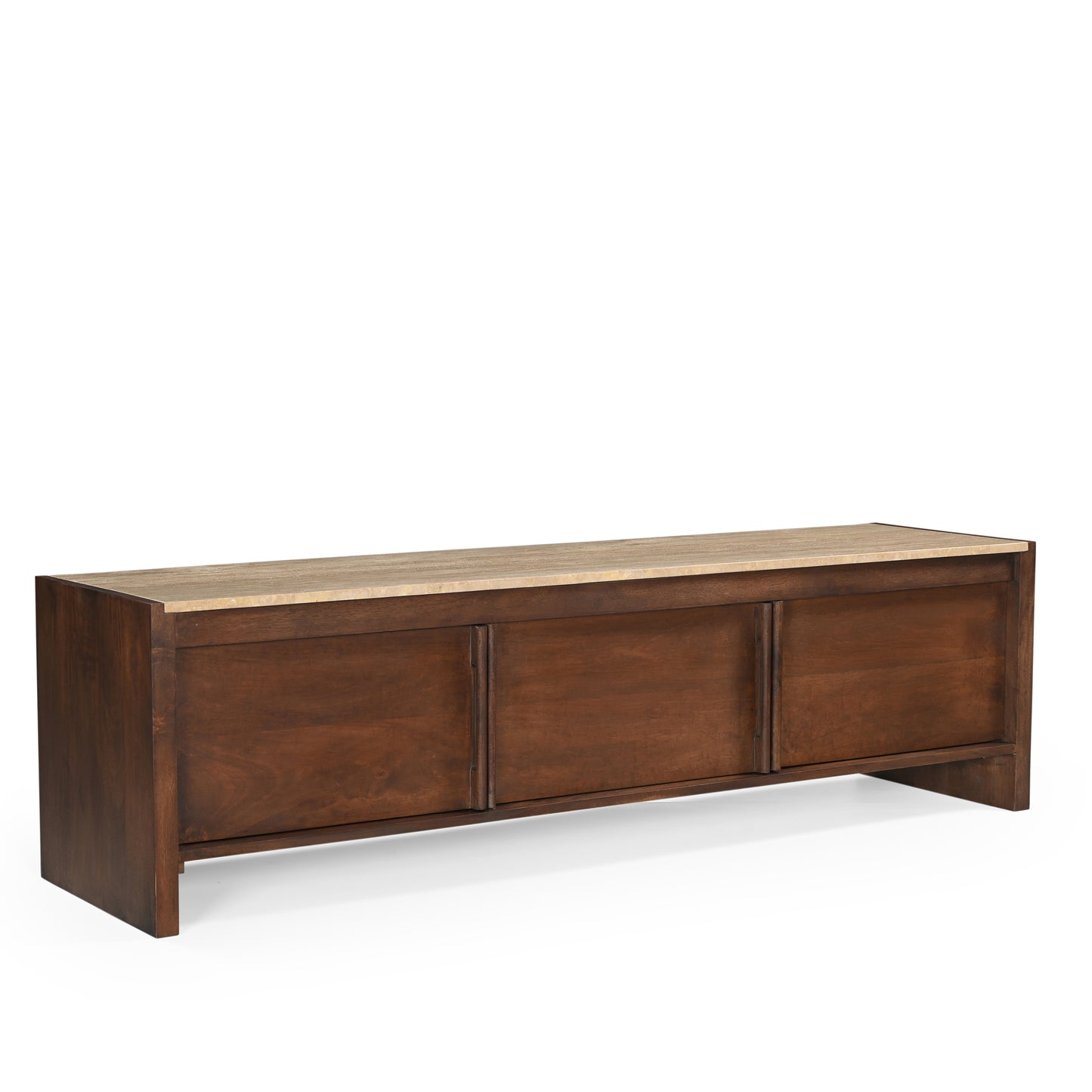 Kobe Solid Mango Wood and Travertine TV Stand