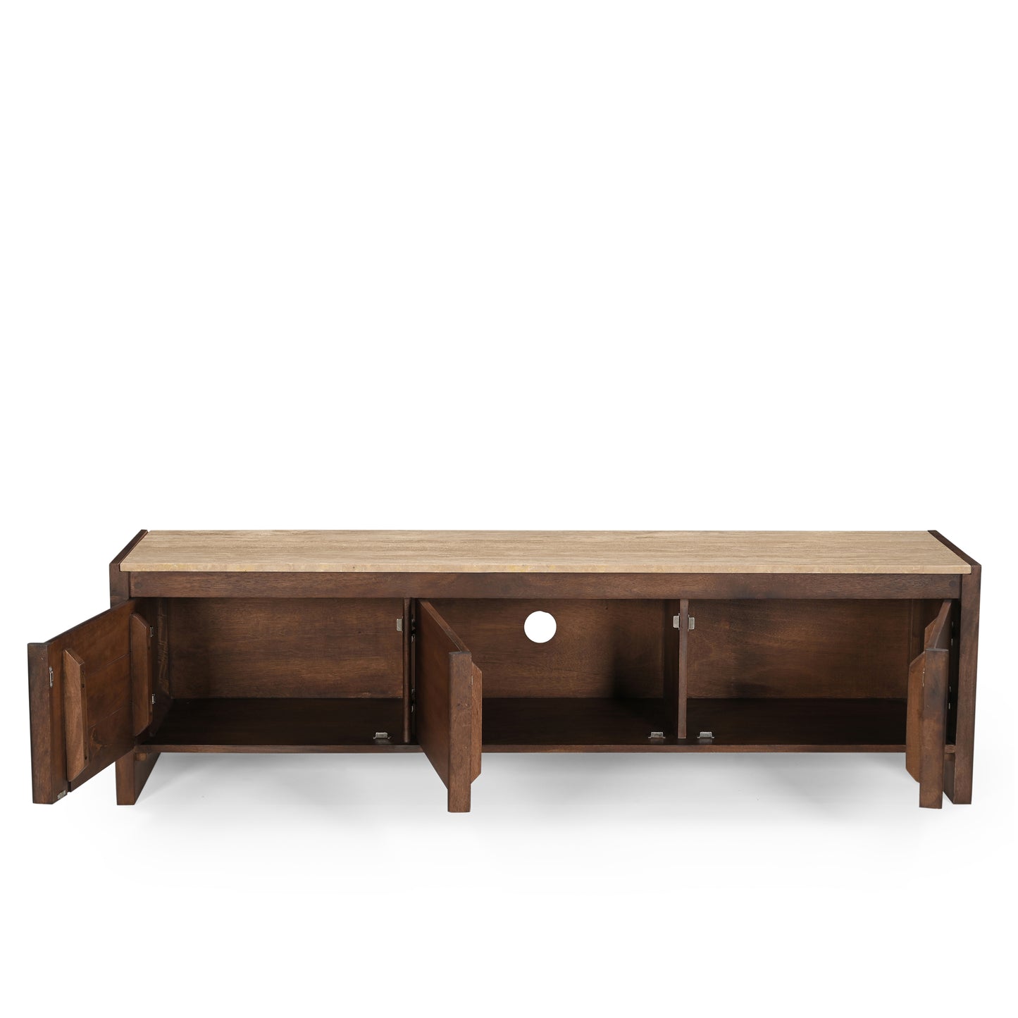 Kobe Solid Mango Wood and Travertine TV Stand