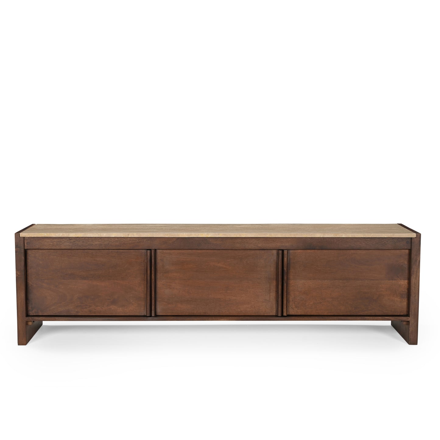 Kobe Solid Mango Wood and Travertine TV Stand