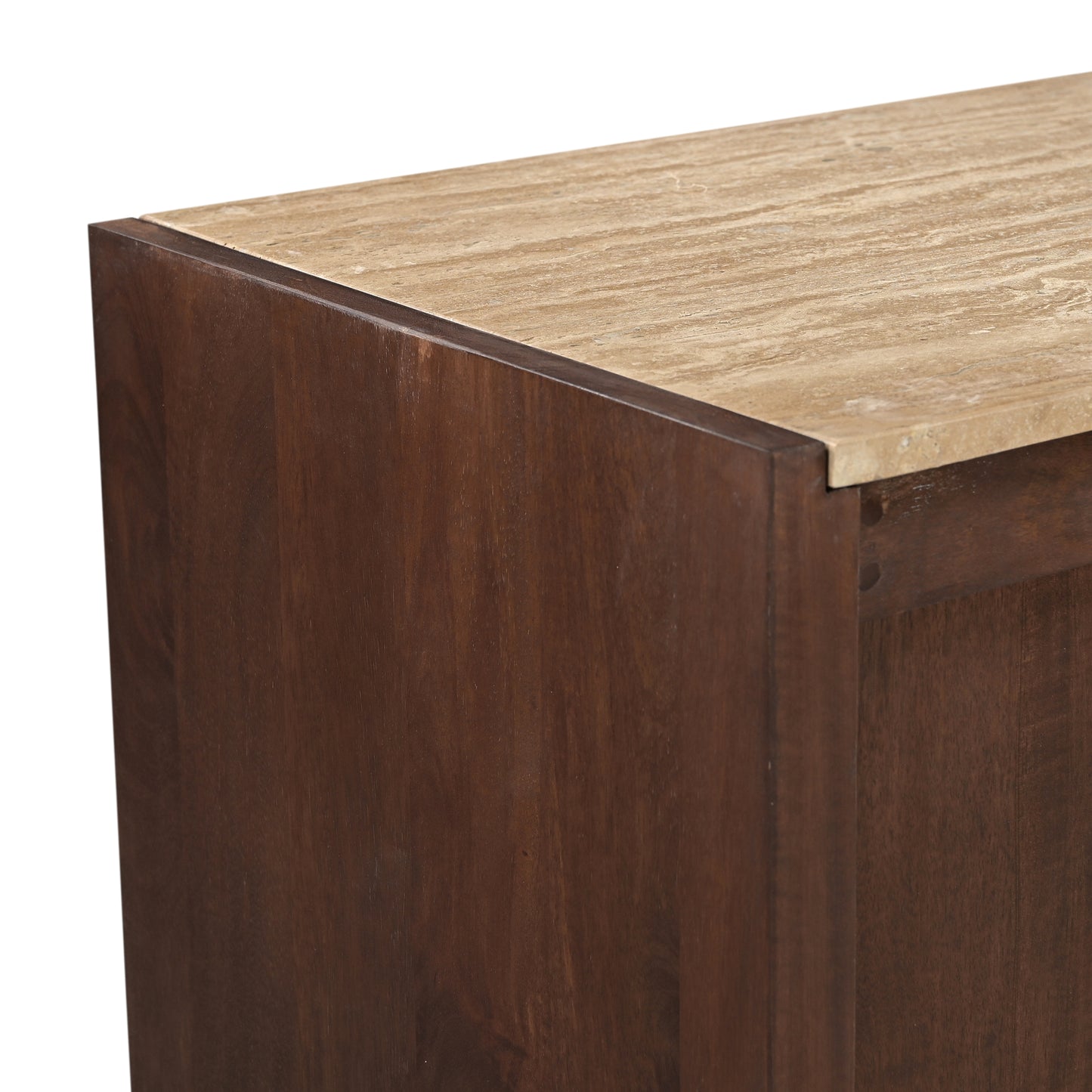 Kobe Solid Mango Wood and Travertine Sideboard Brown