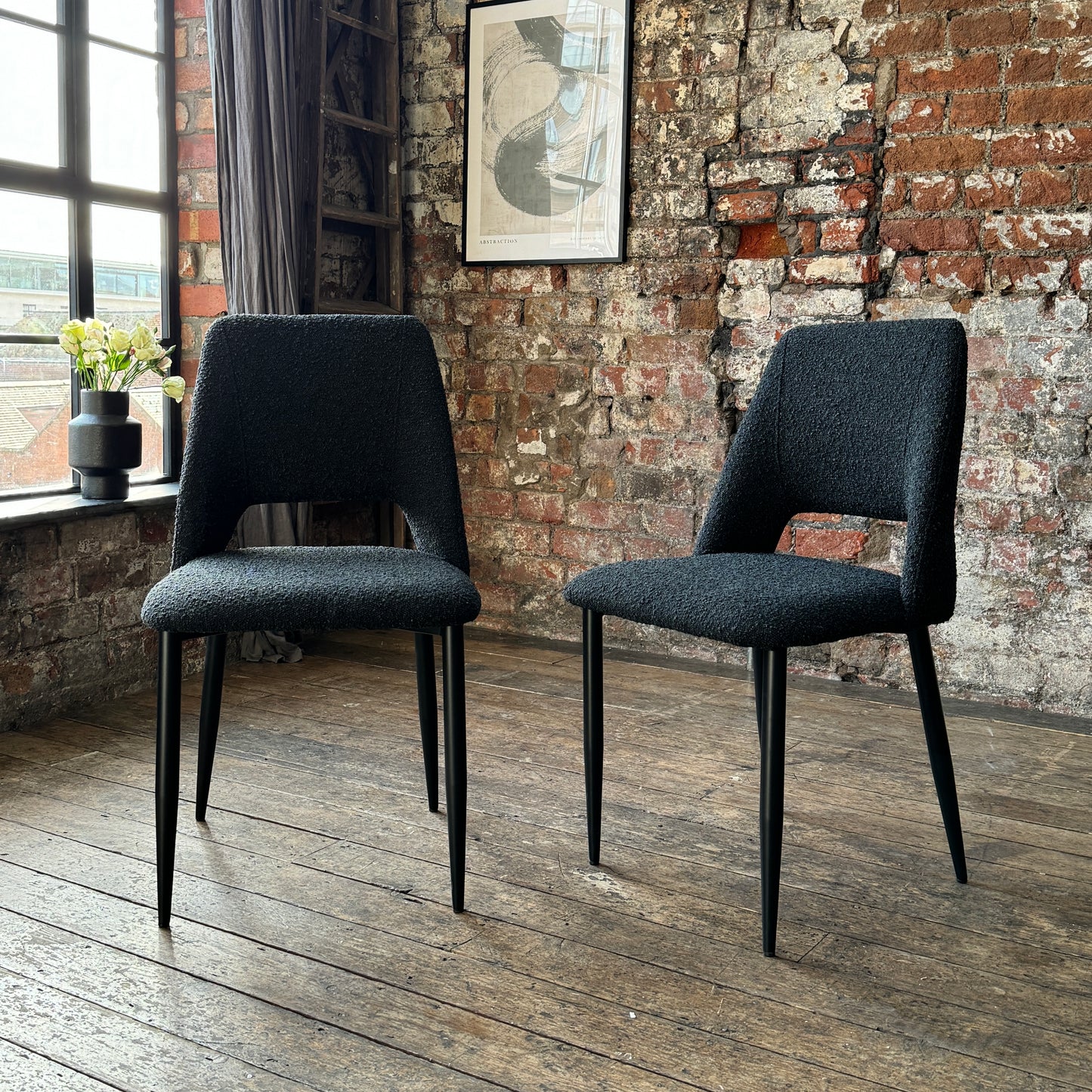 Nala Dining Chairs in Black Boucle (2pk)