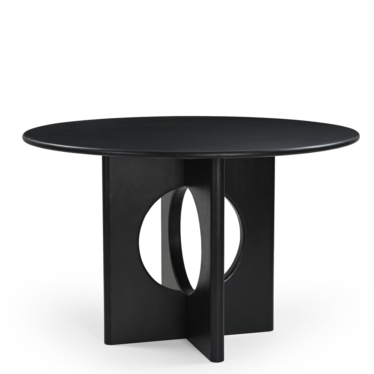Chicago Round Solid Mango Wood Dining Table Black