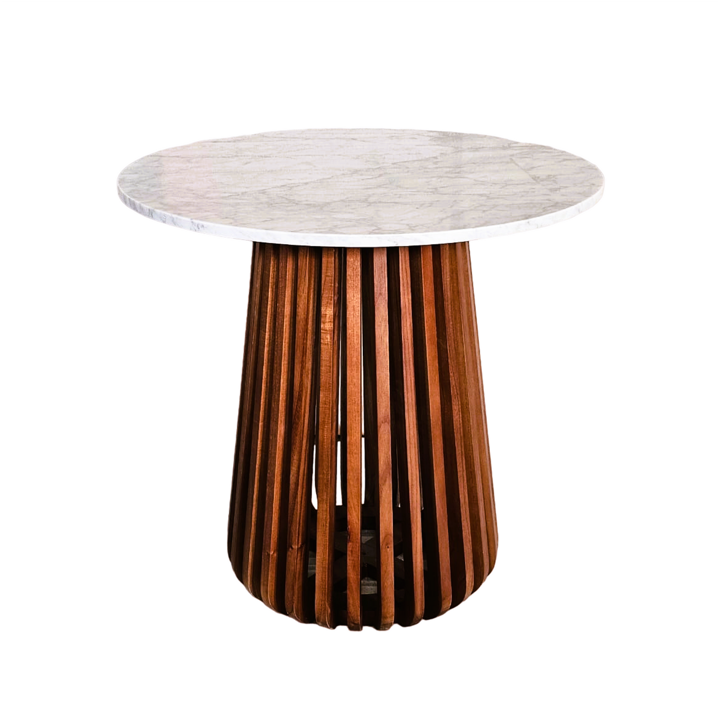 Nakula Round Solid Marble & Mango Wood Dining Table Walnut (3 Sizes)