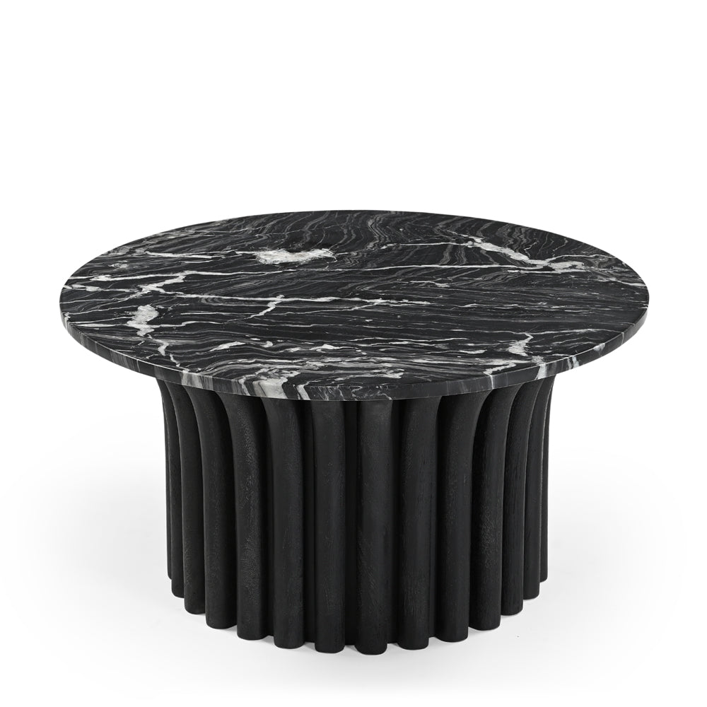 Otar Solid Mango Wood and Marble Coffee Table