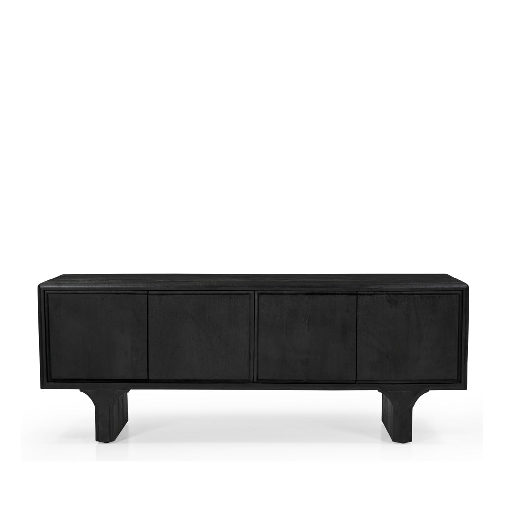 Milo Solid Mango Wood 4 Door TV Unit in Black (2 Sizes)