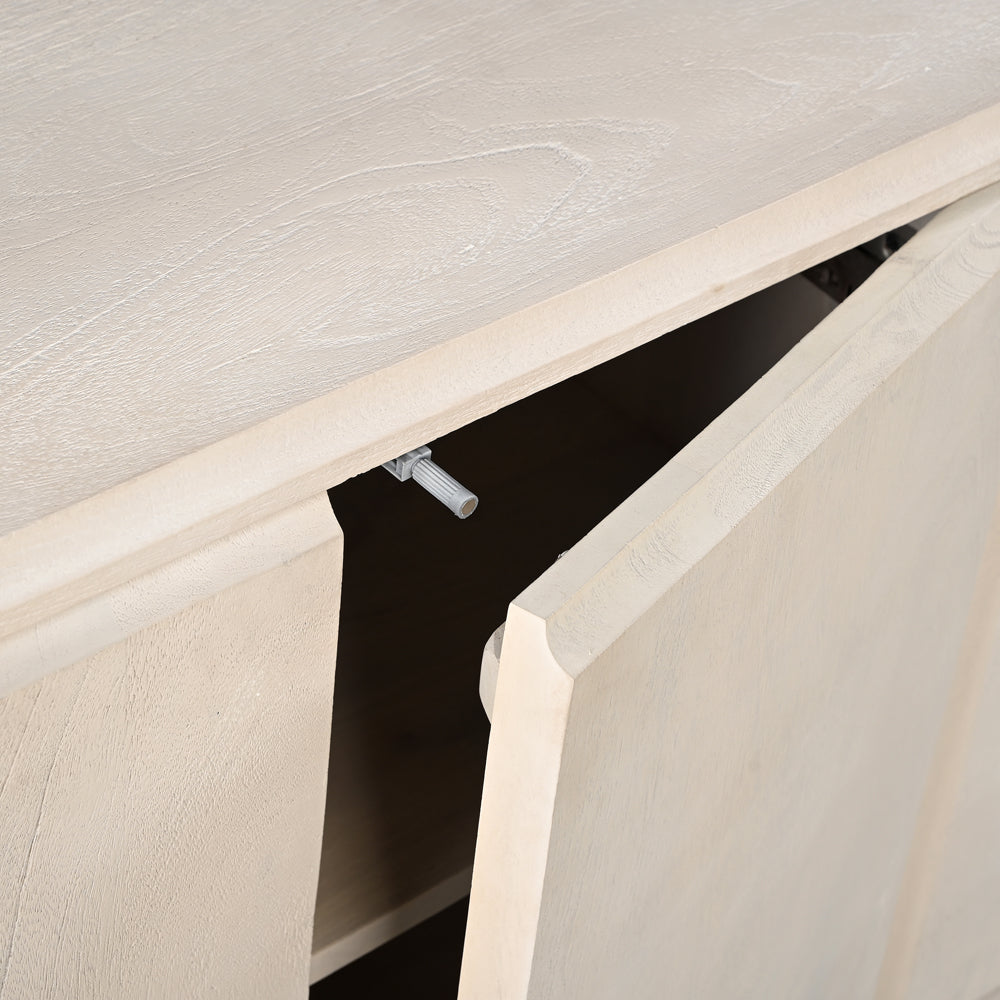 Milo Solid Mango Wood 4 Door Sideboard Whitewash