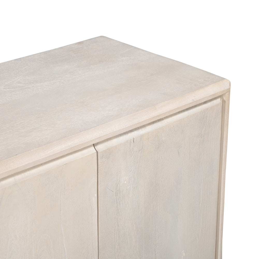 Milo Solid Mango Wood 4 Door Sideboard Whitewash