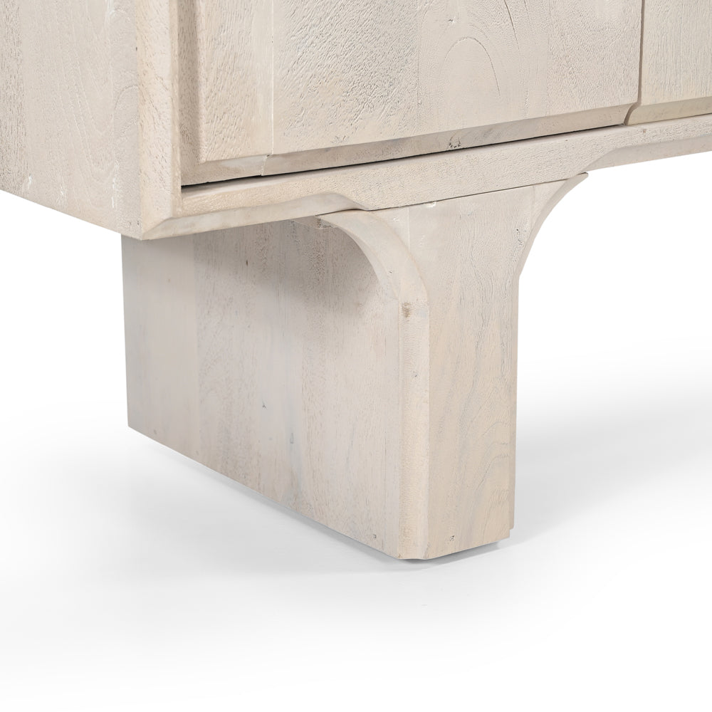 Milo Solid Mango Wood 4 Door Sideboard Whitewash