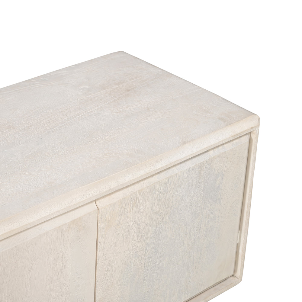 Milo Solid Mango Wood 4 Door TV Unit Whitewash