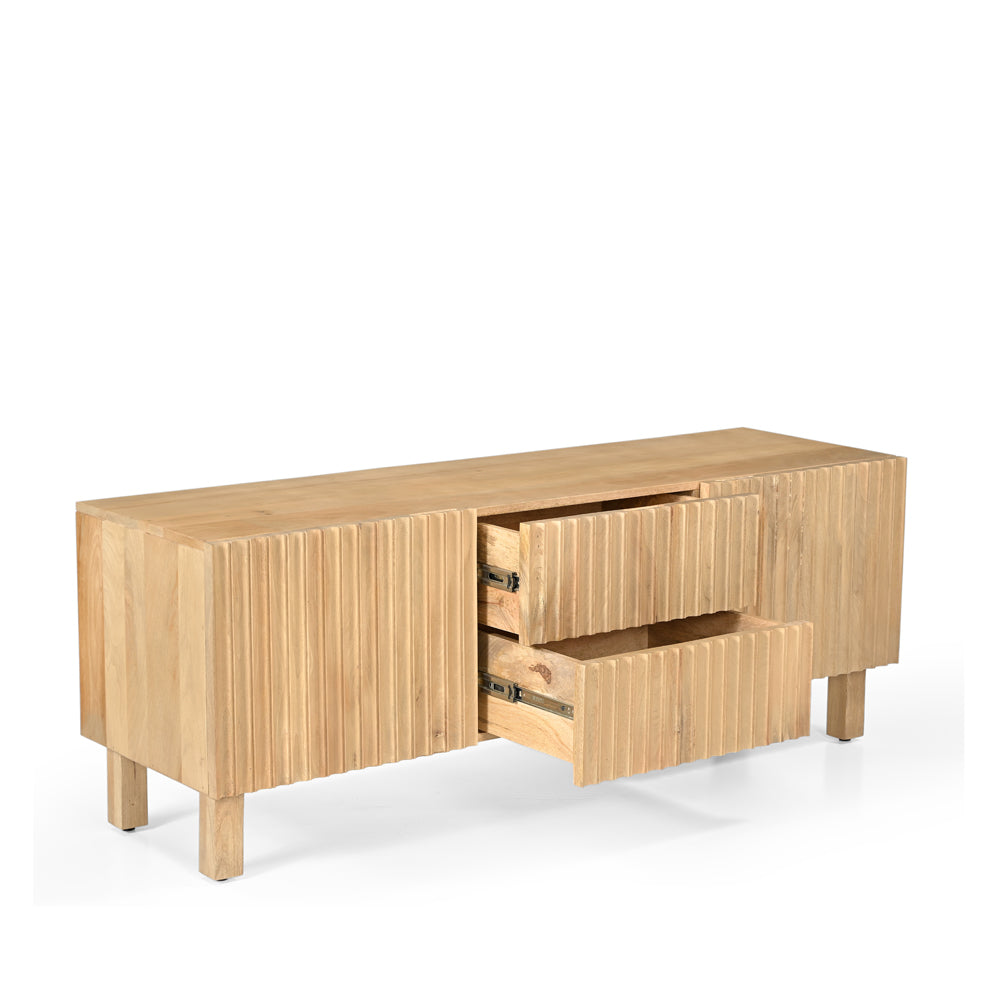 Arlo Solid Mango Wood 2 Door 2 Drawer TV Unit Natural