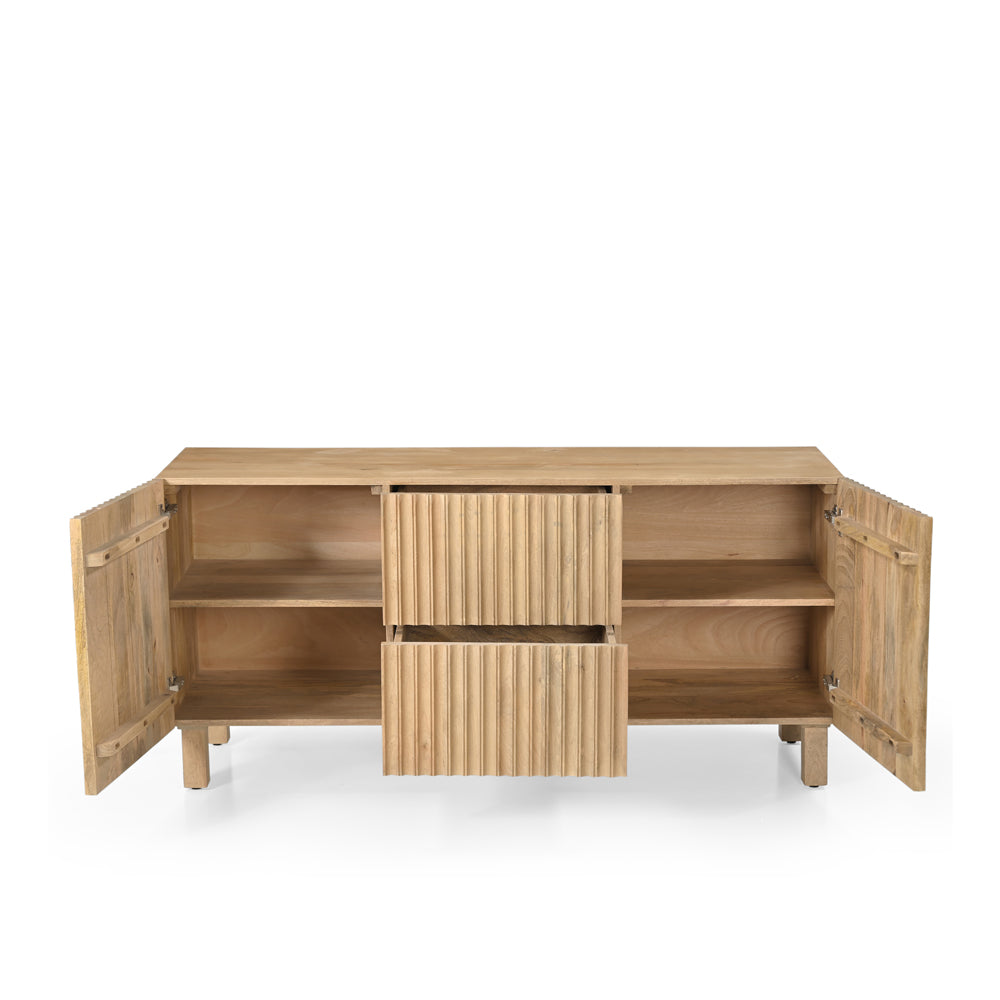 Arlo Solid Mango Wood 2 Door 2 Drawer Sideboard Natural