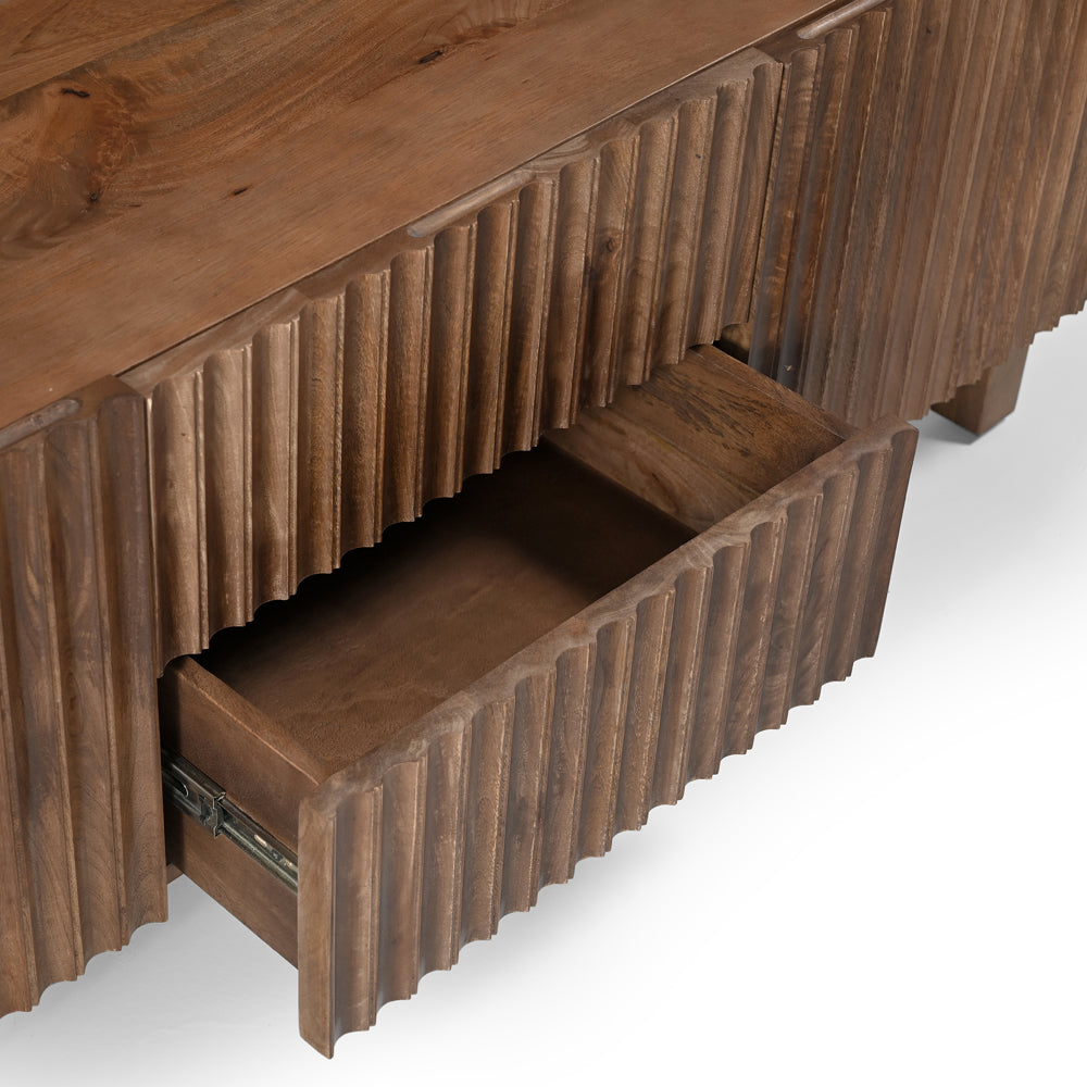 Arlo Solid Mango Wood 2 Door 2 Drawer TV Unit in Walnut