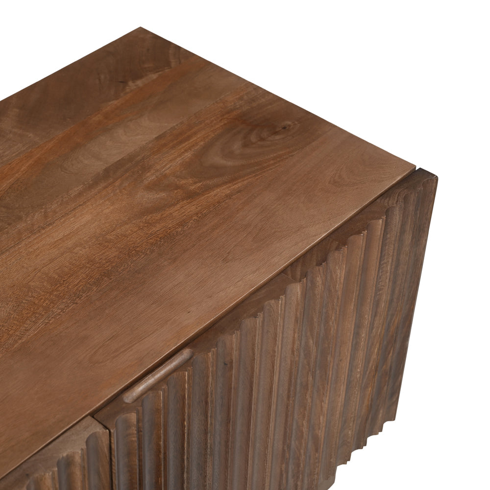 Arlo Solid Mango Wood 2 Door 2 Drawer TV Unit in Walnut