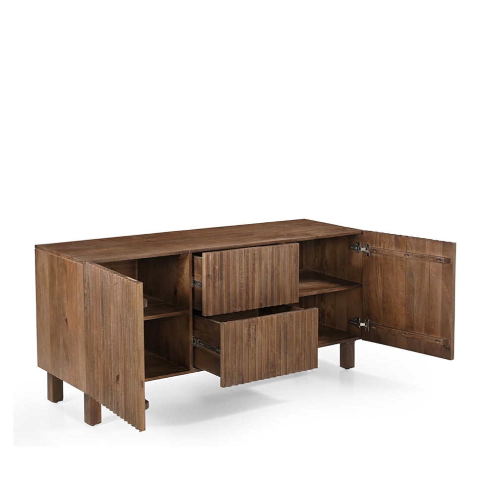Arlo Solid Mango Wood 2 Door 2 Drawer Sideboard in Walnut