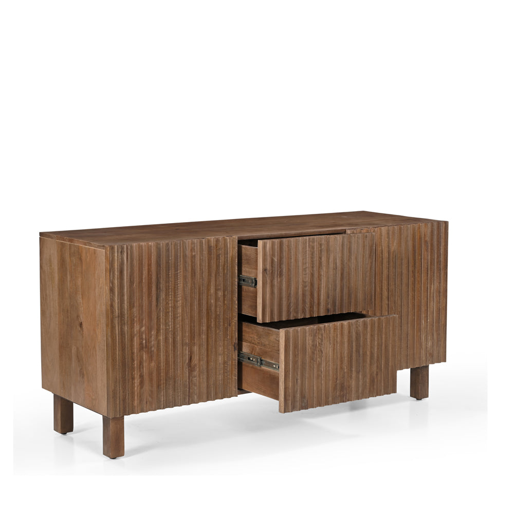 Arlo Solid Mango Wood 2 Door 2 Drawer Sideboard in Walnut