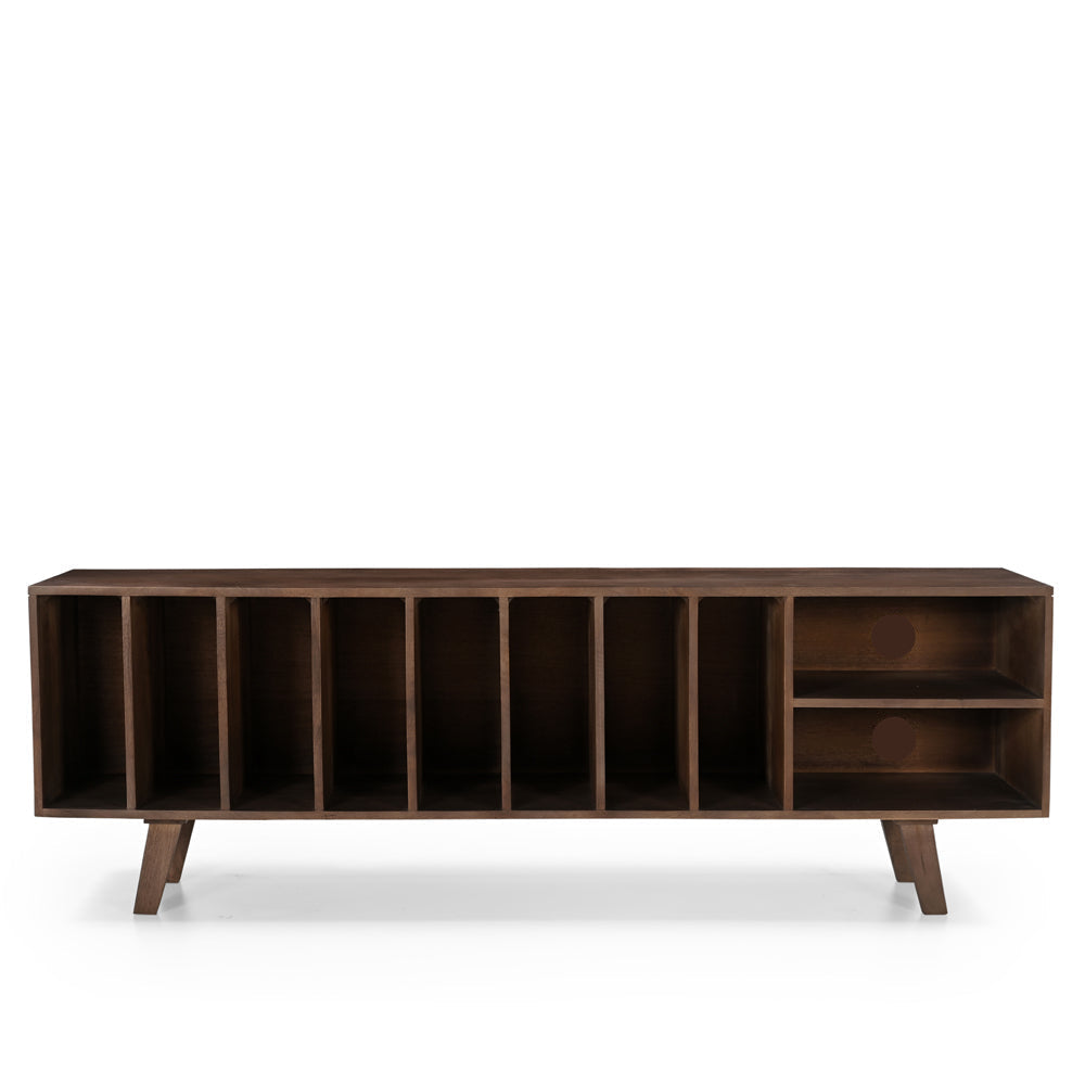 Wax Solid Mango Wood Large Vinyl Storage TV Stand