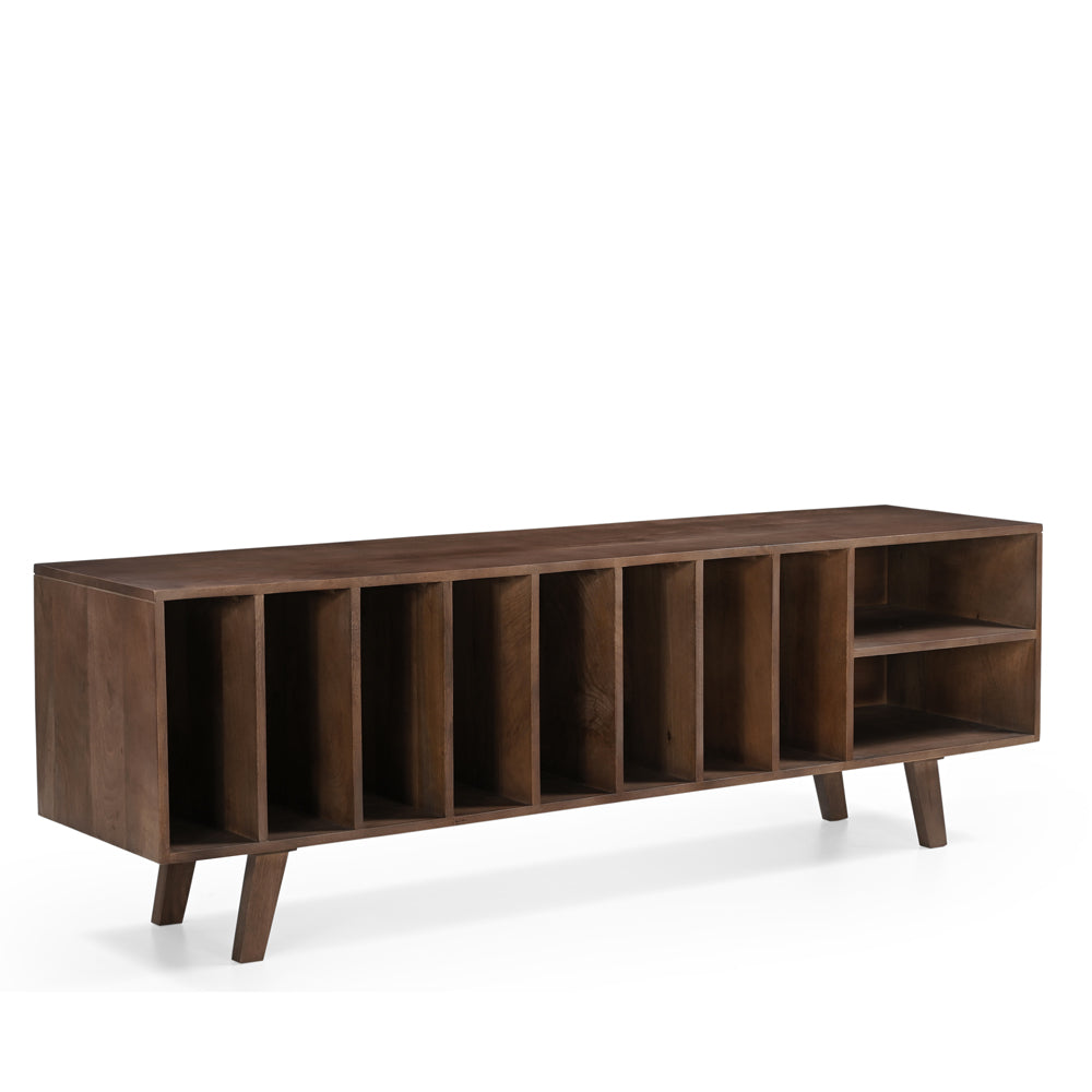 Wax Solid Mango Wood Large Vinyl Storage TV Stand