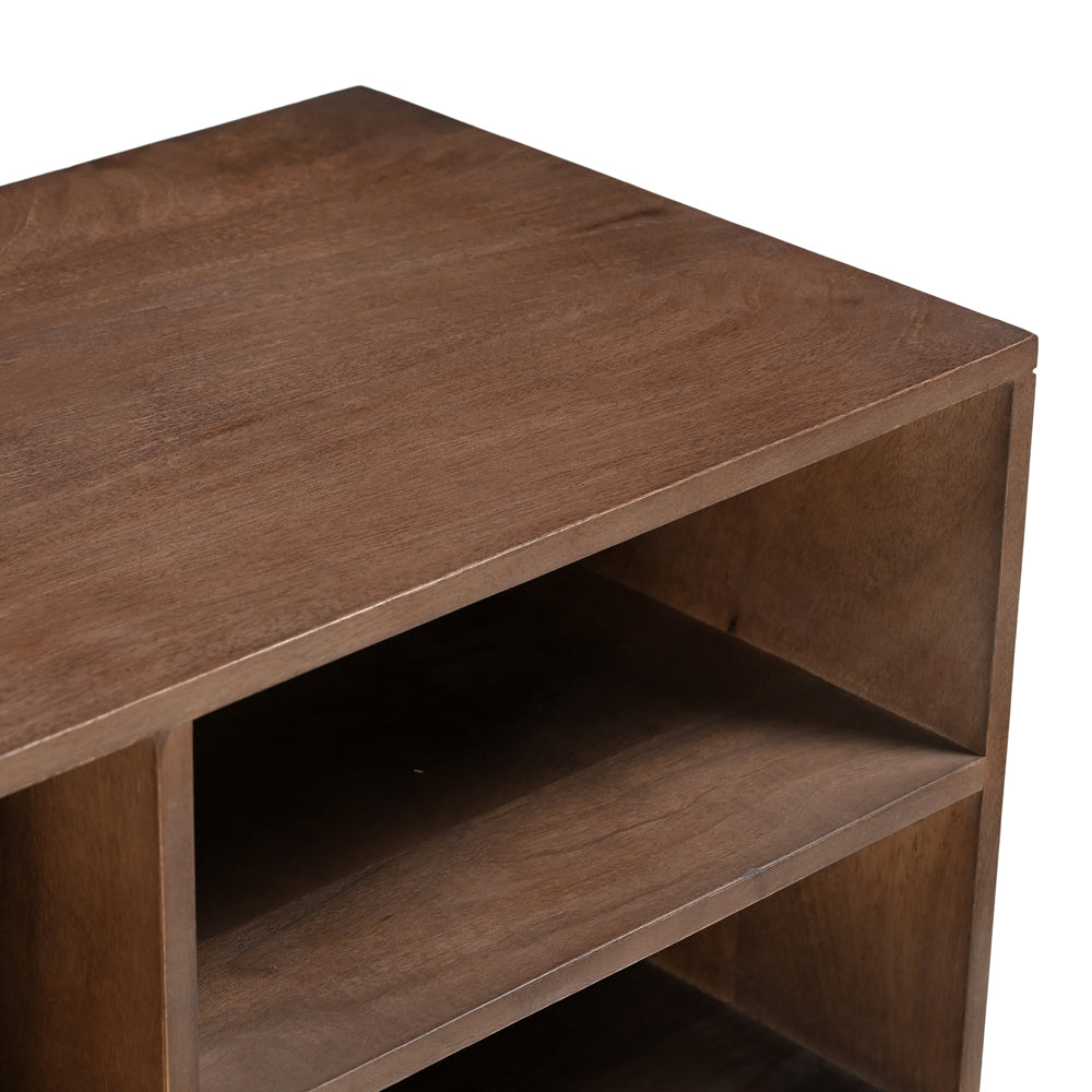 Wax Solid Mango Wood Large Vinyl Storage TV Stand