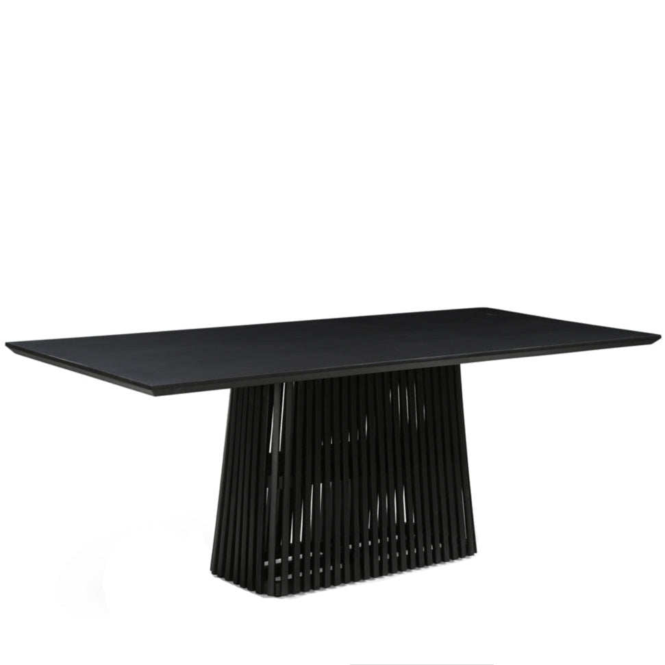 Remi Rectangular Solid Mango Wood Dining Table Black (2 Sizes)