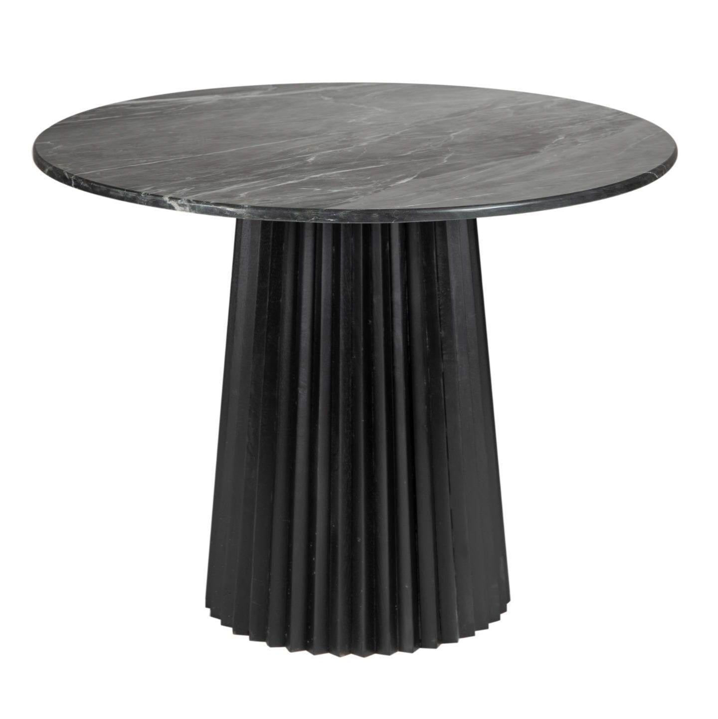 Freya Round Solid Marble & Mango Wood Dining Table Black (2 Sizes)