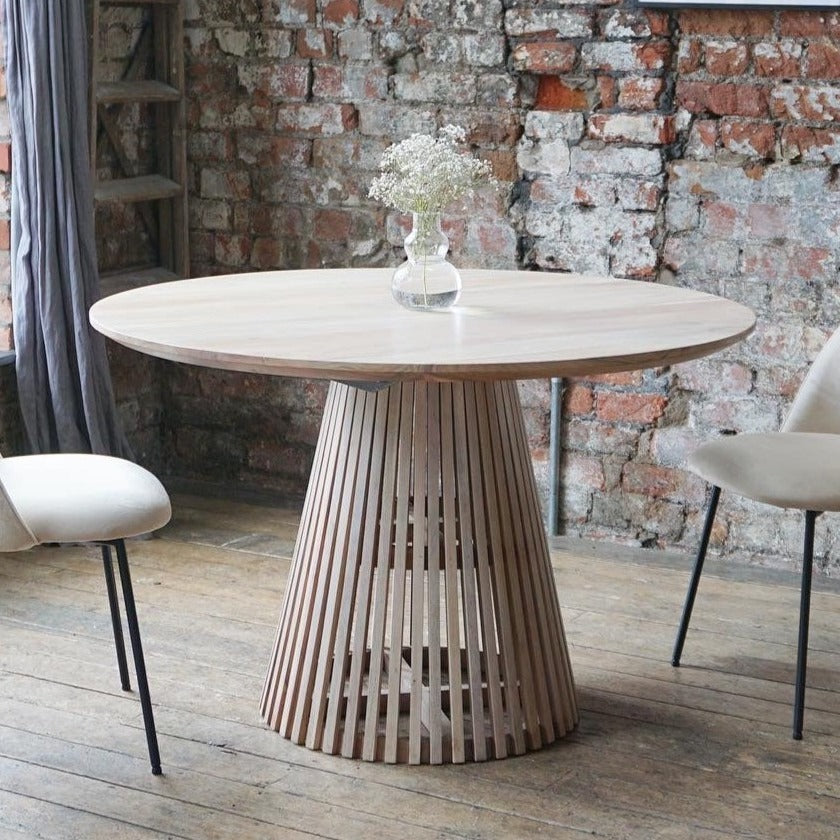 Remi Round Solid Mango Dining Table Whitewash (4 Sizes)