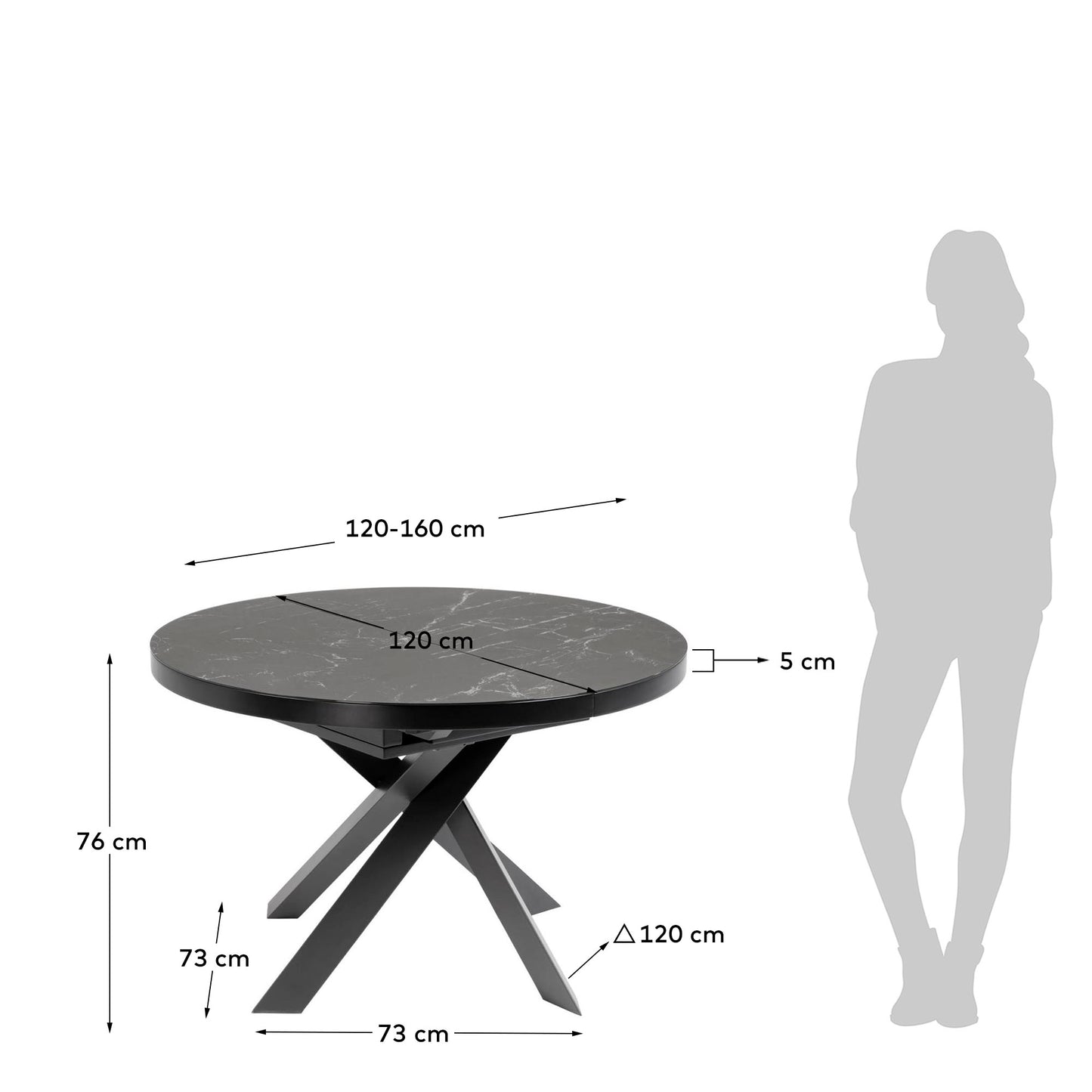Vashti Extendable Porcelain Dining Table