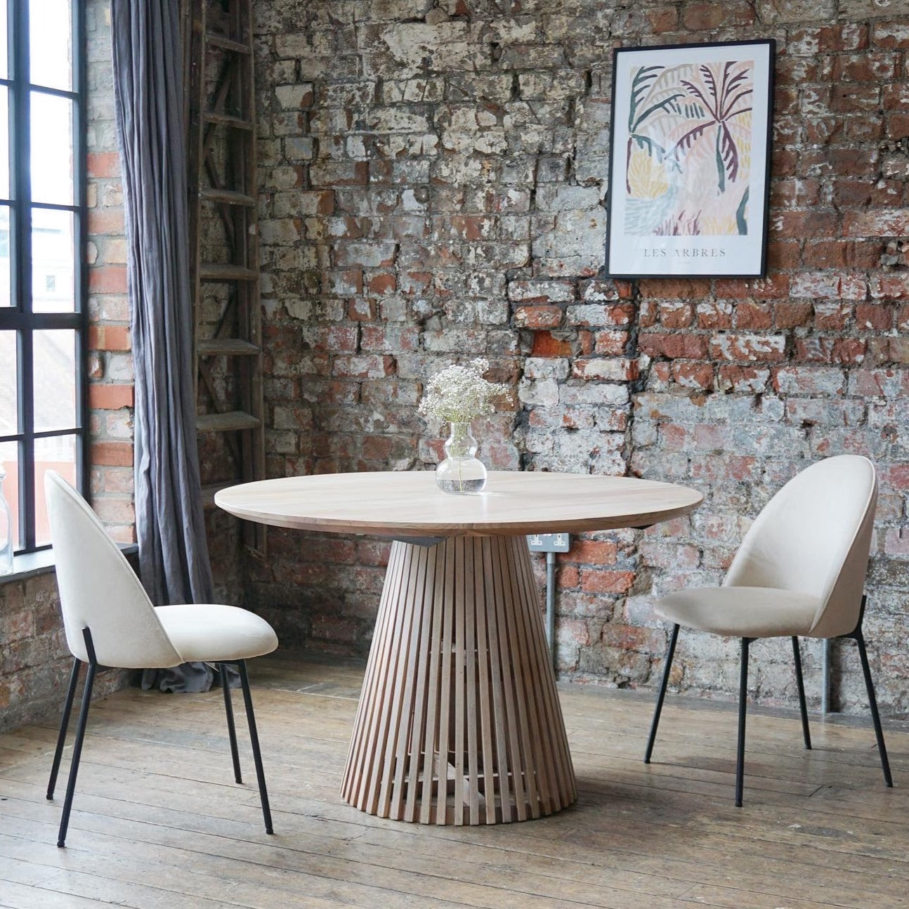 Remi Round Solid Acacia Dining Table Whitewash (4 Sizes)