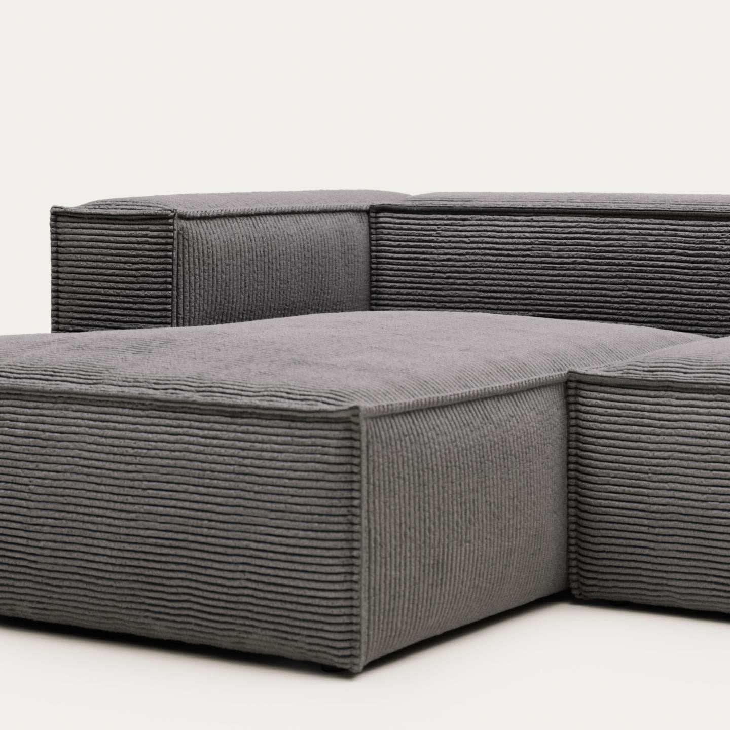 Lund 4 Seater Sofa with Left Side Chaise - Grey Corduroy