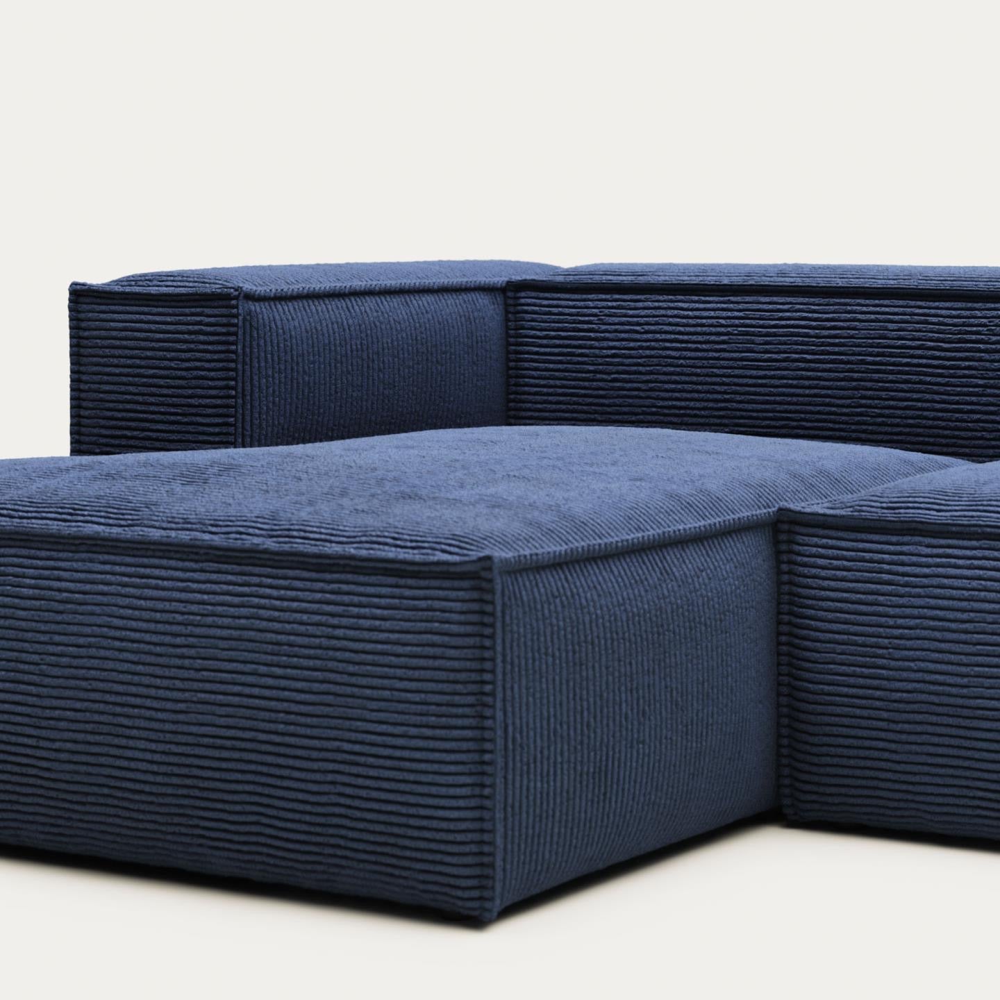 Lund 4 Seater Sofa with Left Side Chaise - Blue Corduroy