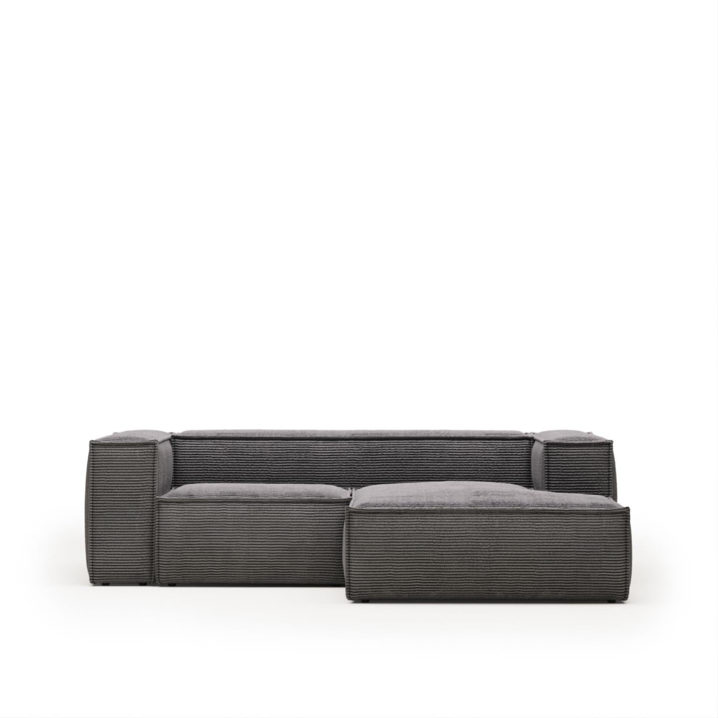 Lund 2 Seater Sofa with Right Side Chaise - Grey Corduroy