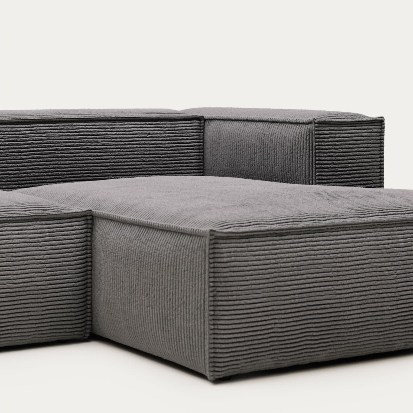 Lund 2 Seater Sofa with Right Side Chaise - Grey Corduroy