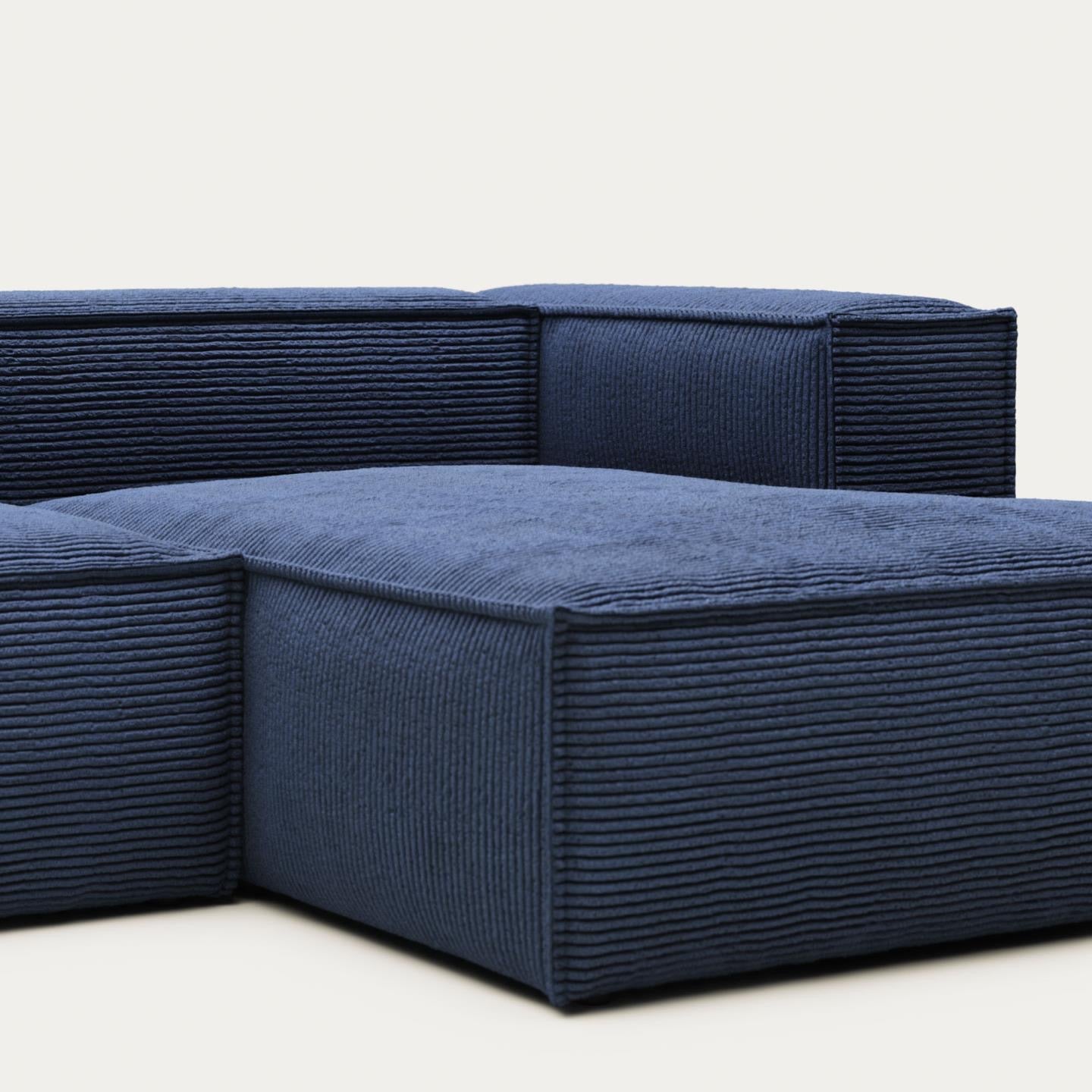 Lund 2 Seater Sofa with Right Side Chaise - Blue Corduroy