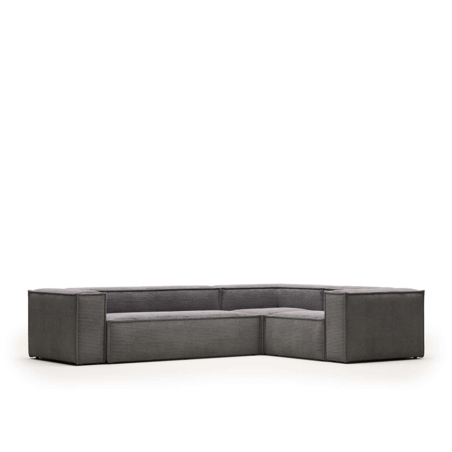Lund 4 Seater Corner Sofa - Grey Corduroy