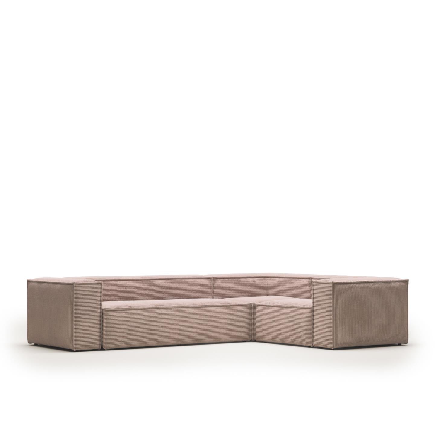 Lund 4 Seater Corner Sofa - Pink Corduroy