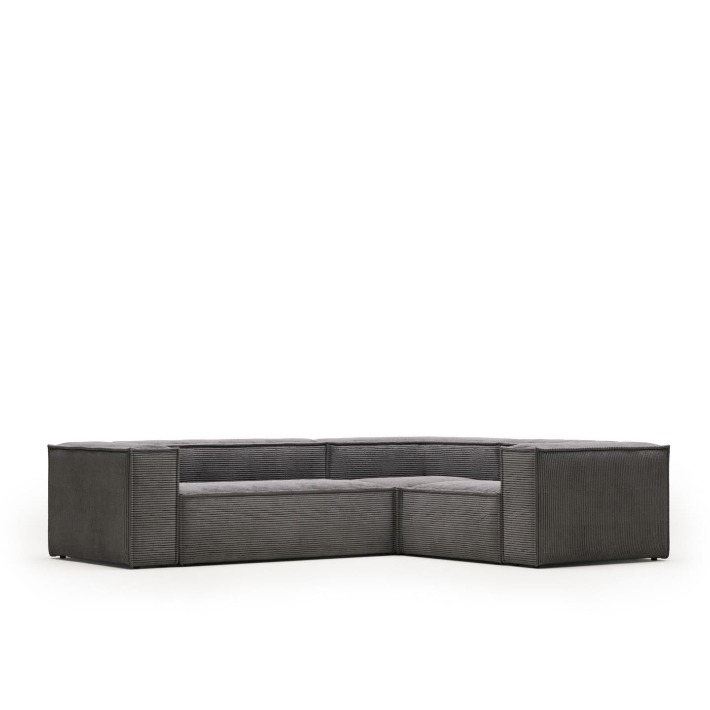 Lund 3 Seater Corner Sofa - Grey Corduroy