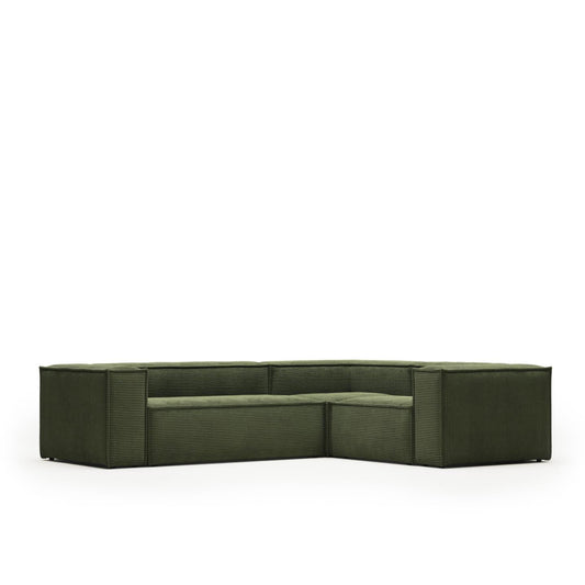 Lund 3 Seater Corner Sofa - Green Corduroy