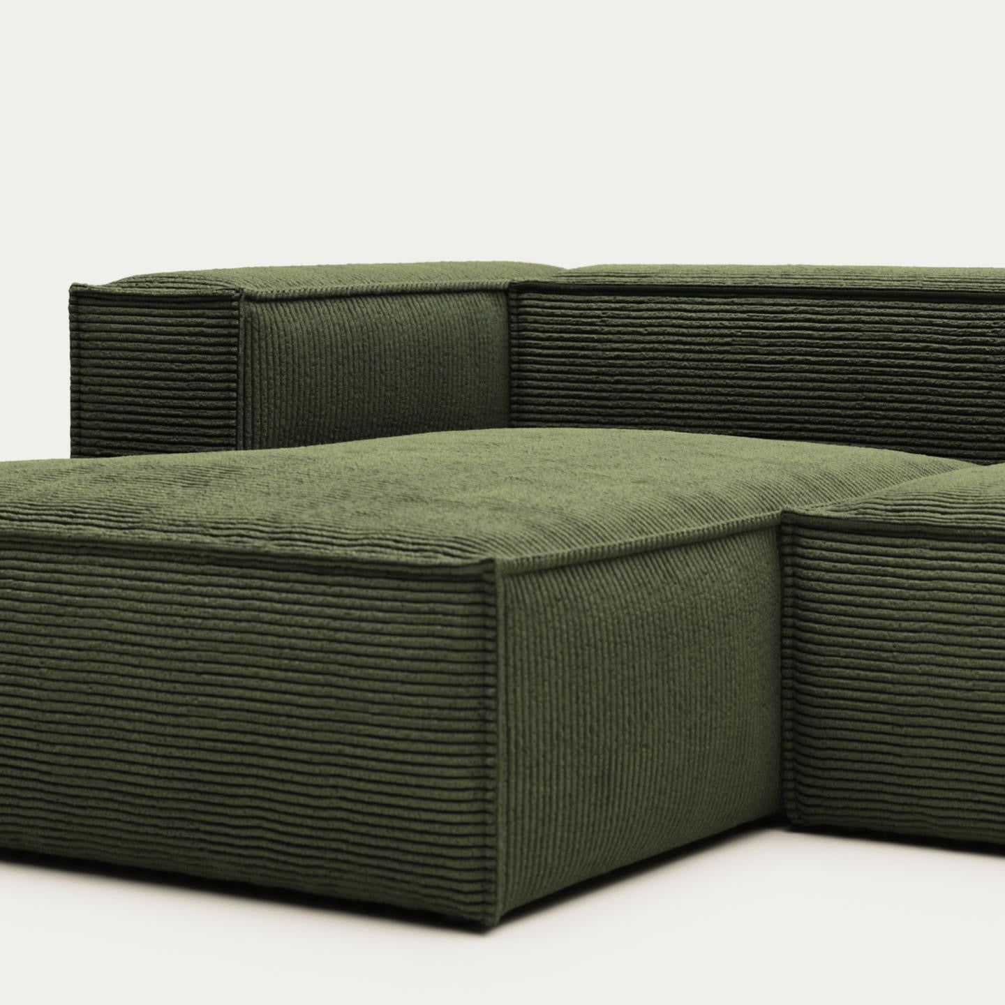 Lund 3 Seater Sofa with Left Side Chaise - Green Corduroy