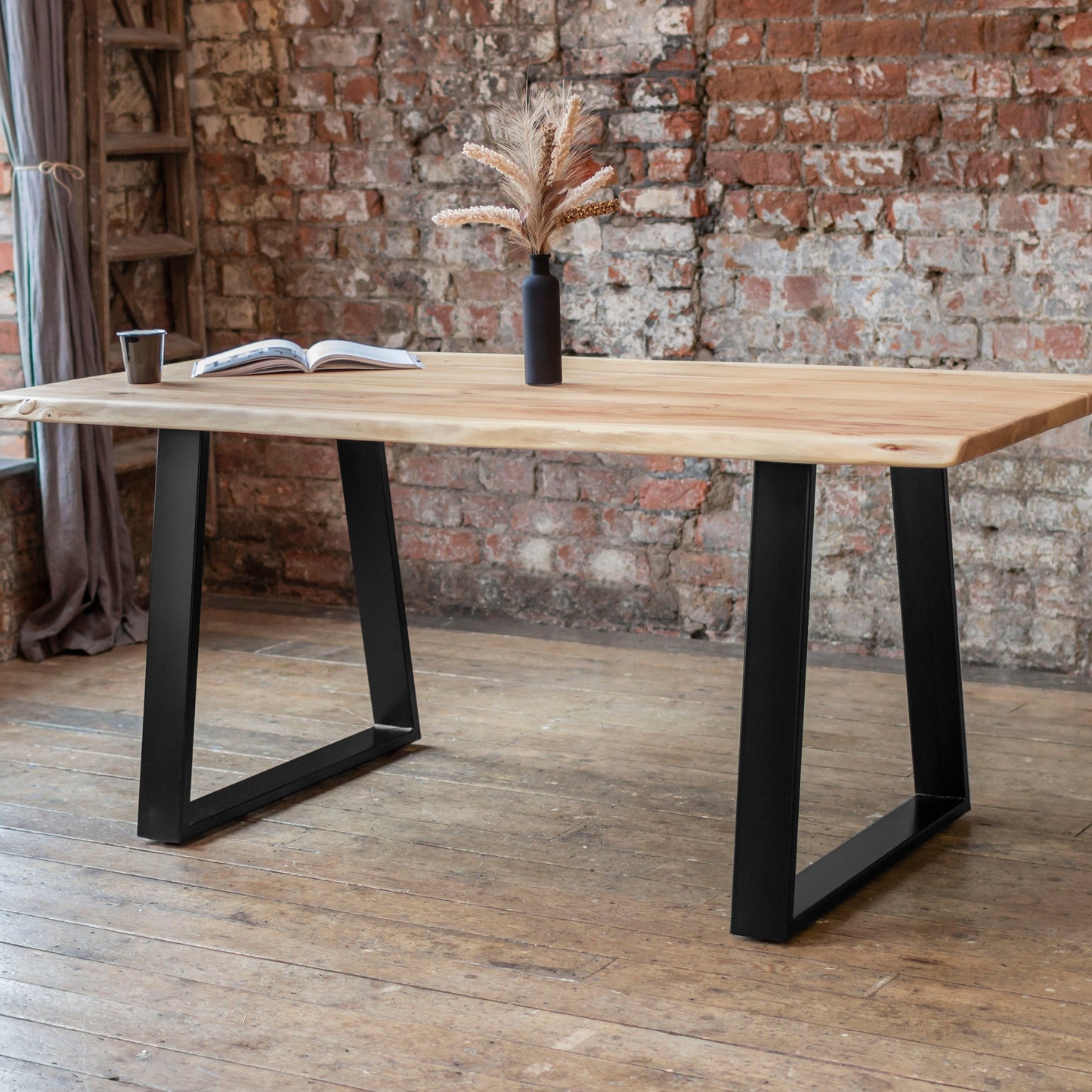 Indiana Solid Acacia Wood Industrial Dining Table (2 Sizes)